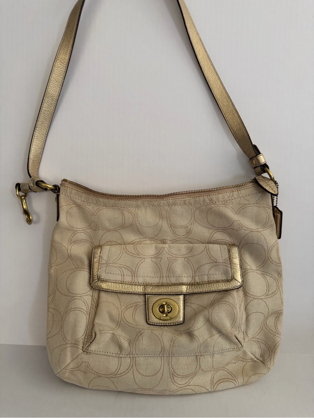 Coach Penelope Signature Hobo Bag with Gold-Tone Trim